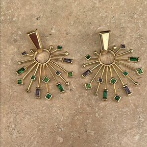 Kendra Scott Gold and Green Geometric Earrings